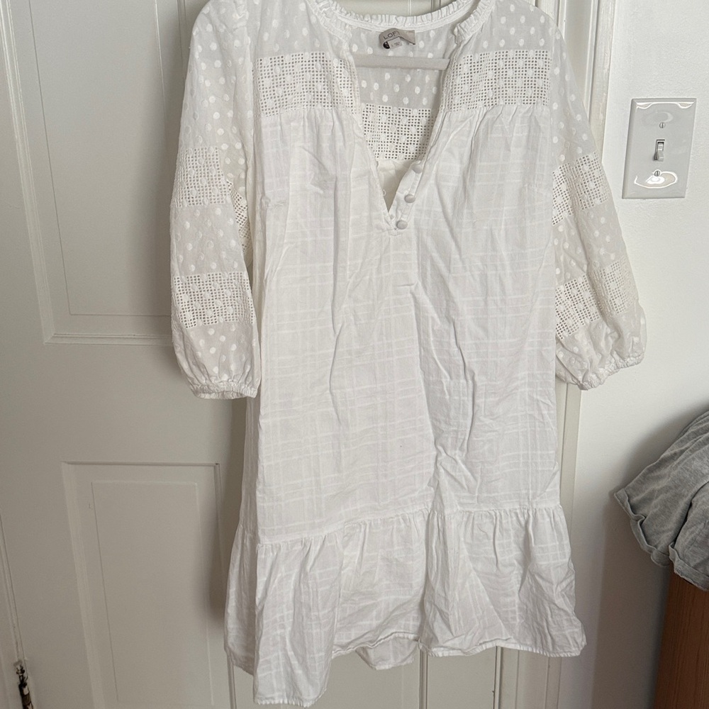 LOFT Ivory Polka Dot Dress